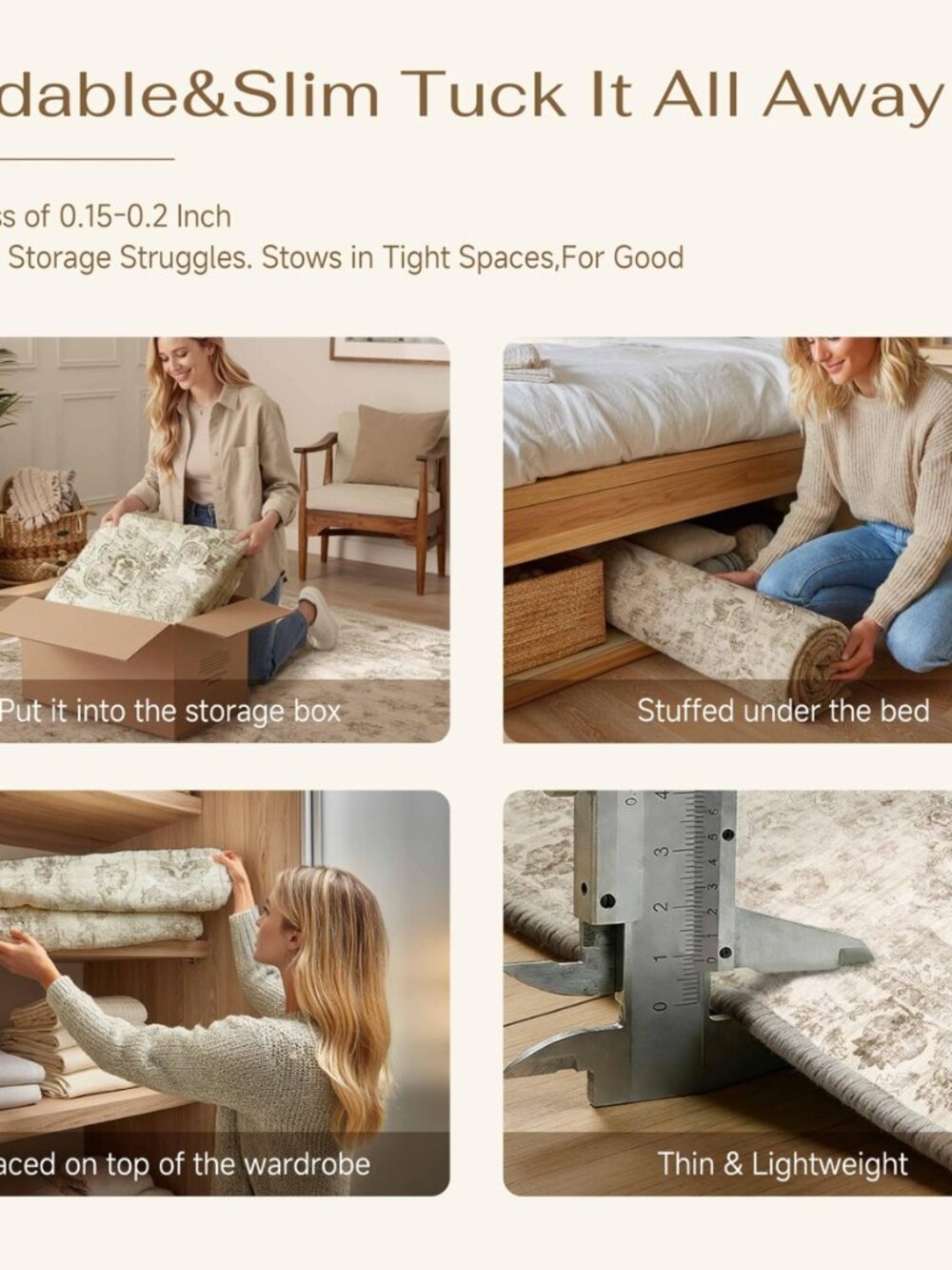 2x3 Beige Neutral Area Rug - Picture 7 of 8